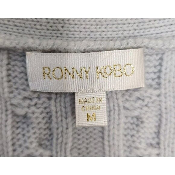 Size Medium Ronny Kobo Parmida Wool Cashmere Knit Cardigan Arctic Blue Bling - Picture 3 of 7